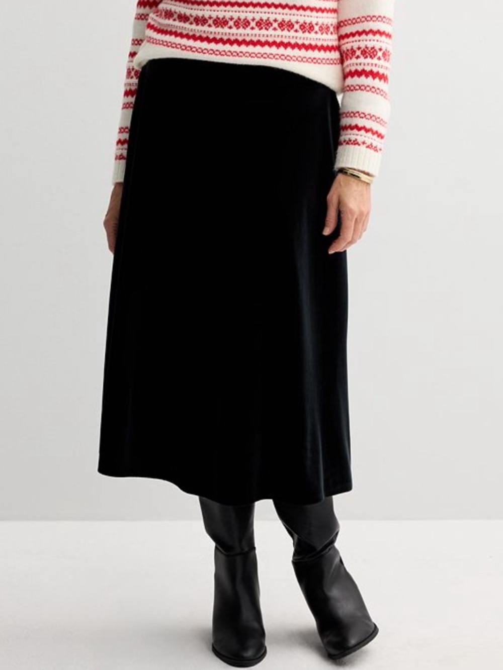 Croft & Barrow Black Velvet Midi Skirt NWT
